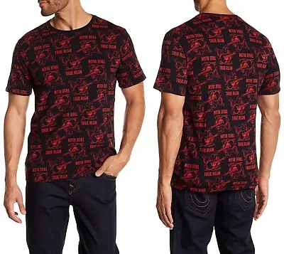 TRUE RELIGION Buddha Mono Crew Neck Cotton T-Shirt In Black/Red Sz.Large NWT $69 • $31.95