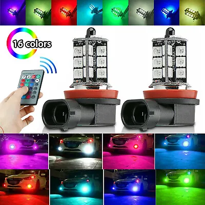 16Color RGB H11/H8/H9 LED Bulbs W/ Wireless IR Remote For Fog Light Driving Lamp • $11.98