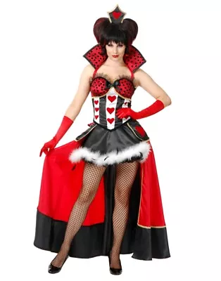 Women's Medium 8-10 Alice In Wonderland Red Queen Costume Dress With Overskirt • $27.98