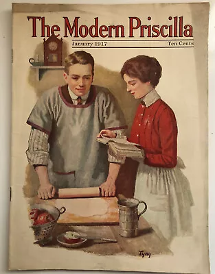   The Modern Priscilla Magazine Man Rolling Doe Jan.1917 Art Deco Women Fashion  • $14.89