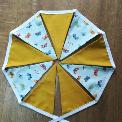 £8.50 • Buy Handmade Fabric Bunting Butterflies Mustard Gold 2m 