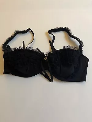 Myla Black Frilly Lace Boudoir Bra 34B BNWOT • £15