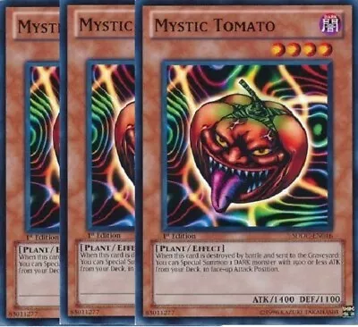 Yugioh - Mystic Tomato X 3 - 1st Edition NM - Free Holographic Card • $12