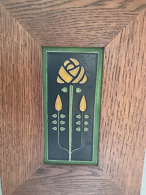 Motawi Tileworks Flower Tile With Solid Oak Arts & Crafts Frame • $75