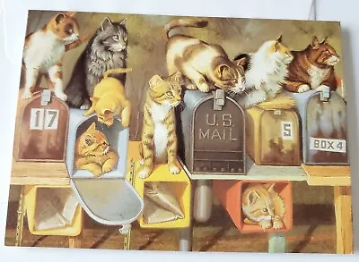 Vintage Greeting Card Blank Cute Kittens Cats On Mailboxes Great Expectations • $1.50