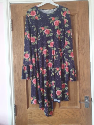 £6.50 • Buy Asos  Size 16 Stretch Asymmetric Jersey Floral Print Dress See Description 