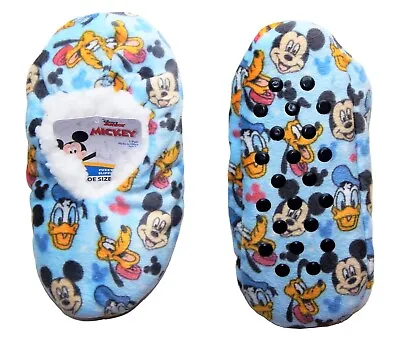 MICKEY MOUSE Fuzzy Babba Slippers Sizes 2T-3T (Shoe 5-7) Or 3T-4T (shoe 8-10) • £10.43