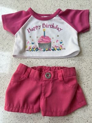 £0.99 • Buy Build A Bear, Girls, Retired, White  & Pink Happy Birthday T-shirt And Shorts