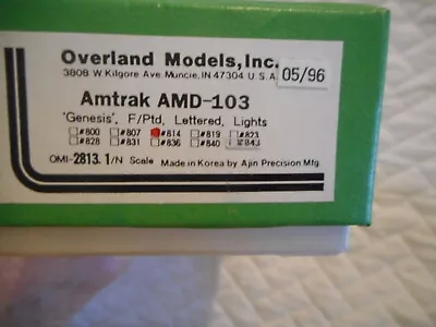 NIB Overland Models Amtrak AMD-103 Locomotive # 814 N Scale • $450