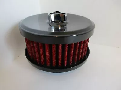 BLACK 4 1/8  OPEN AIR CLEANER/RED ELEMENT 1-2 Bbl HOT ROD RAT ROD #2170BK/RD • $29.99