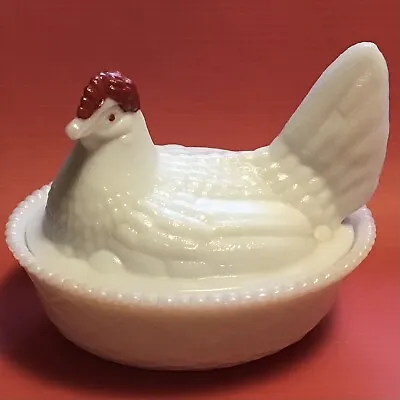 Vintage Westmoreland Milk Glass Chicken Hen Nest Covered Dish ~ 5 3/4  X 5  🐓  • $16.99