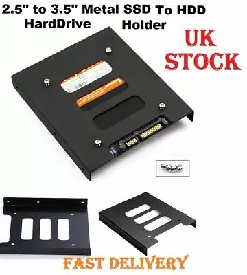 2.5 To 3.5 Inch SSD HDD Metal Hard Drive Mount Bracket Adapter Black Holder UK • £4.05