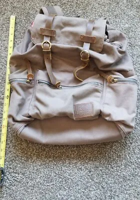 $25 • Buy Wowbox  Brown Canvas Leather BackPack Rucksack Bag Vintage Looking.