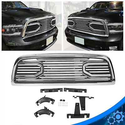 Big Horn Chrome Black Grille+Replacement Shell For 09-12 Dodge Ram 1500 4DR 2DR • $145