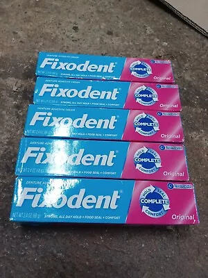 5 Boxes Fixodent Denture Adhesive Cream Original Complete 2.4 Oz. Each Box • $20