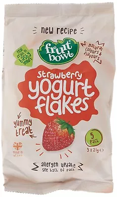 Fruit Bowl Yogurt Flakes Strawberry 5X21g Handy Portions Gluten Free Tasty Snack • £8