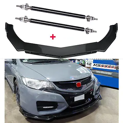 For Honda Civic Type R Carbon Fiber Front Bumper Lip Splitter Spoiler+Strut Rods • $69.99