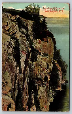 Postcard Precipitous Cliffs On DH Rail Road Lake Champlain New York • $4.75