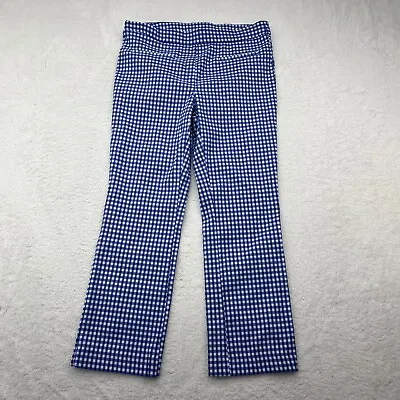 Jules Leopold Pants Womens M Blue White Checkered Stretch Office Wear Casual • £14.35