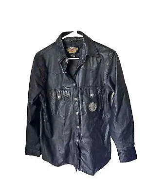 Vintage Harley Davidson Womens Medium Black Leather Biker Jacket • $48.84
