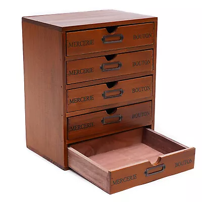 Vintage 5 Layers Large Jewelry Organizer Wooden Storage Box Case With 5 Drawers • $51