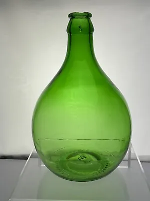 Green Glass Demijohn Wine Bottle Jug Vintage MCM Large 13” Tall • $39.95