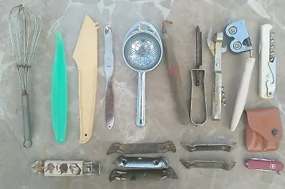 Junk Drawer Lot Mixed Old Flat Ware Can Opener Kitchen Items Rusty Vintage AS IS • $35.92