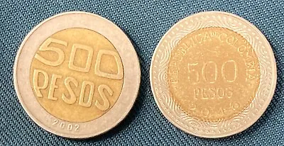 2 Coin Lot - Colombia 500 Peso - 2 Varieties Different Dates - FREE SHIPPING • $2.49