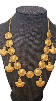 Vintage Gold Tone Unique Hat Design Necklace Statment Piece • $0.99