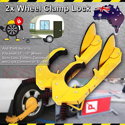 2x Wheel Clamp Disc Lock Anti-Theft Security Safety Auto Car Vehicle Heavy Duty • $87.73