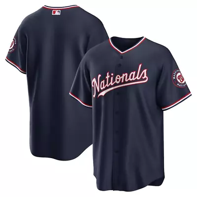 Washington Nationals Navy Print Baseball Jersey • $34