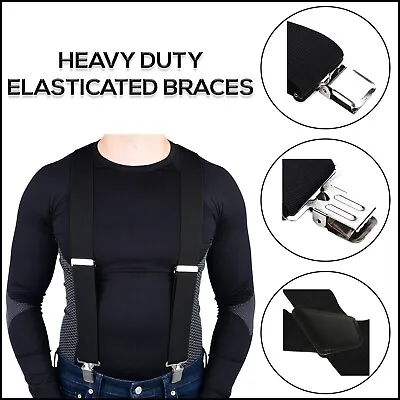 Motorcycle Bike Trouser Braces Elasticated Heavy Duty Black New • $12.43