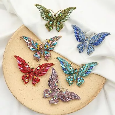 Vintage Butterfly Brooch Crystal Insect Brooch Bouquet Scarf Pin Jewelry Gift • $7.19