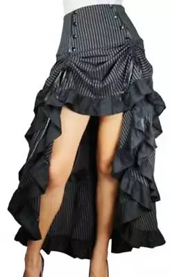 $59.95 • Buy 20, 24 Or 26 Plus - Black NEW Gothic Pinstripe Steampunk Victorian Bustle Skirt