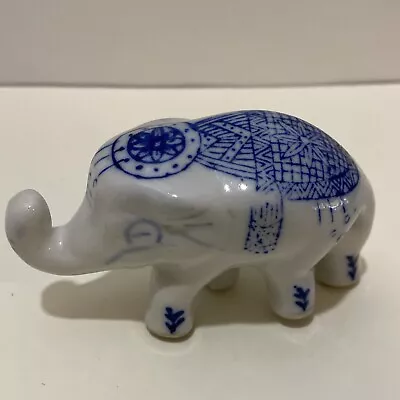 Vintage Holland Delft Blue Hand Painted Elephant Miniature Figurines Trunk 3” • $6.99