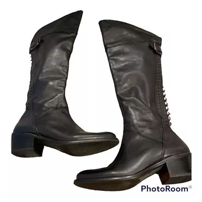 Vince Camuto Black Leather Bollo Boots Size 10 • $50