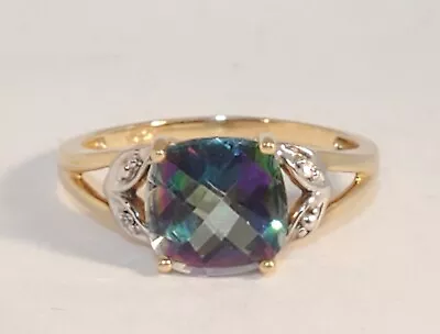 10k Yellow Gold Mystic Topaz & Accent Ring 2.0g (Size 6.75) Signed SR (OGJ2229) • $119.99