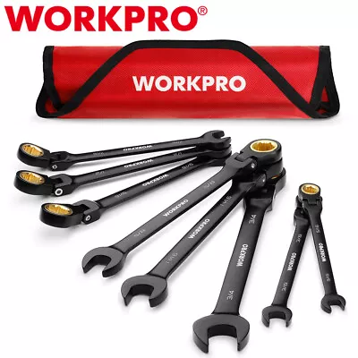 WORKPRO 8PC Ratcheting Combination Wrench Set Flex-Head Wrench Set 5/16-3/4  SAE • $56.99