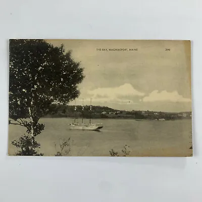 $4 • Buy Postcard Maine Machiasport ME Bay Boat Ship Harbor 1947 Posted