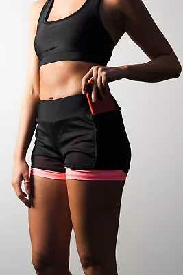 Ladies Shorts High Waist Sports Gym Yoga Running Mesh Pocket 2in1 Cycling Shorts • £9.99