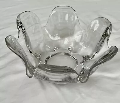 VINTAGE MCM Art Deco Clear Art Glass Bowl • $19.99