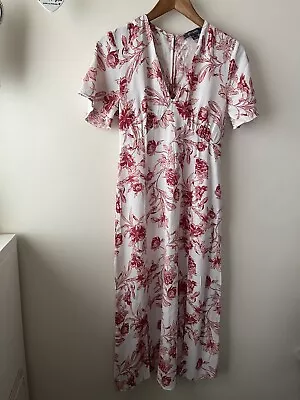 Primark Dress Size 10 Floral Fit Flare Midi Short Sleeve Tea Dress Summer Holida • £9