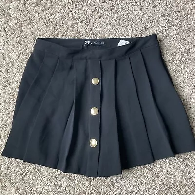 Zara Womens Black Pleated Mini Skort M $45.90 • $25