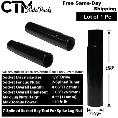 1Pc 4.5  7 SPLINED TUNER SPIKE LUG NUT SOCKET KEY TOOL & 2  TUNER LUG NUT SOCKET • $11.95