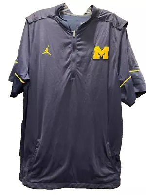 Michigan Wolverines Team Issued Coach's Navy Blue Nike Jumpman Shirt XXL • $28