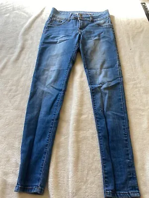 VIP Jeans Jeans Womens 1/2 Blue Button Front Zip Fly Solid Belt Loops 5 Pockets • $19.19