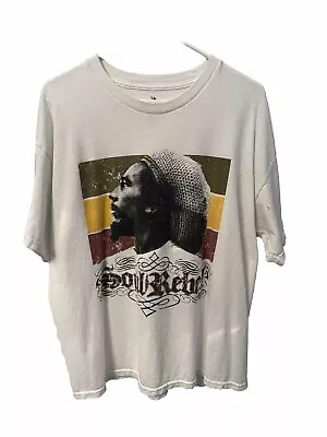 Vintage Y2K Bob Marley Zion RootsReggae Soul Rebel Graphic T-Shirt Adult Size XL • $9.95
