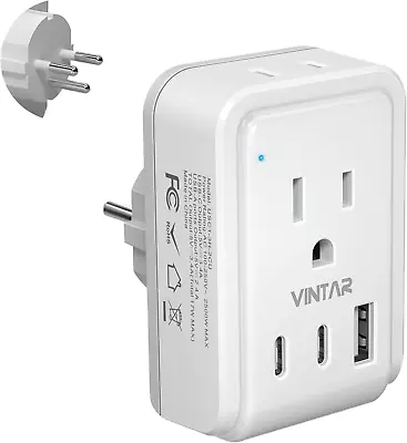 Israel Power Adapter VINTAR Plug Adapter With 2 American White+gray  • $26.81