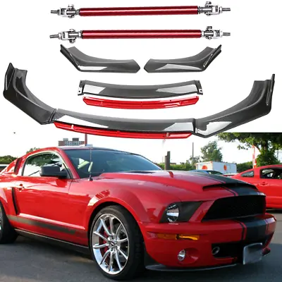 Front Bumper Lip Splitter Spoiler Body Kit Carbon Fiber Rods For Ford Mustang J • $129.99
