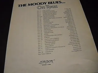 MOODY BLUES November 3 - December 12 1978 TOUR DATES Promo Poster Ad Mint Cond • $9.95